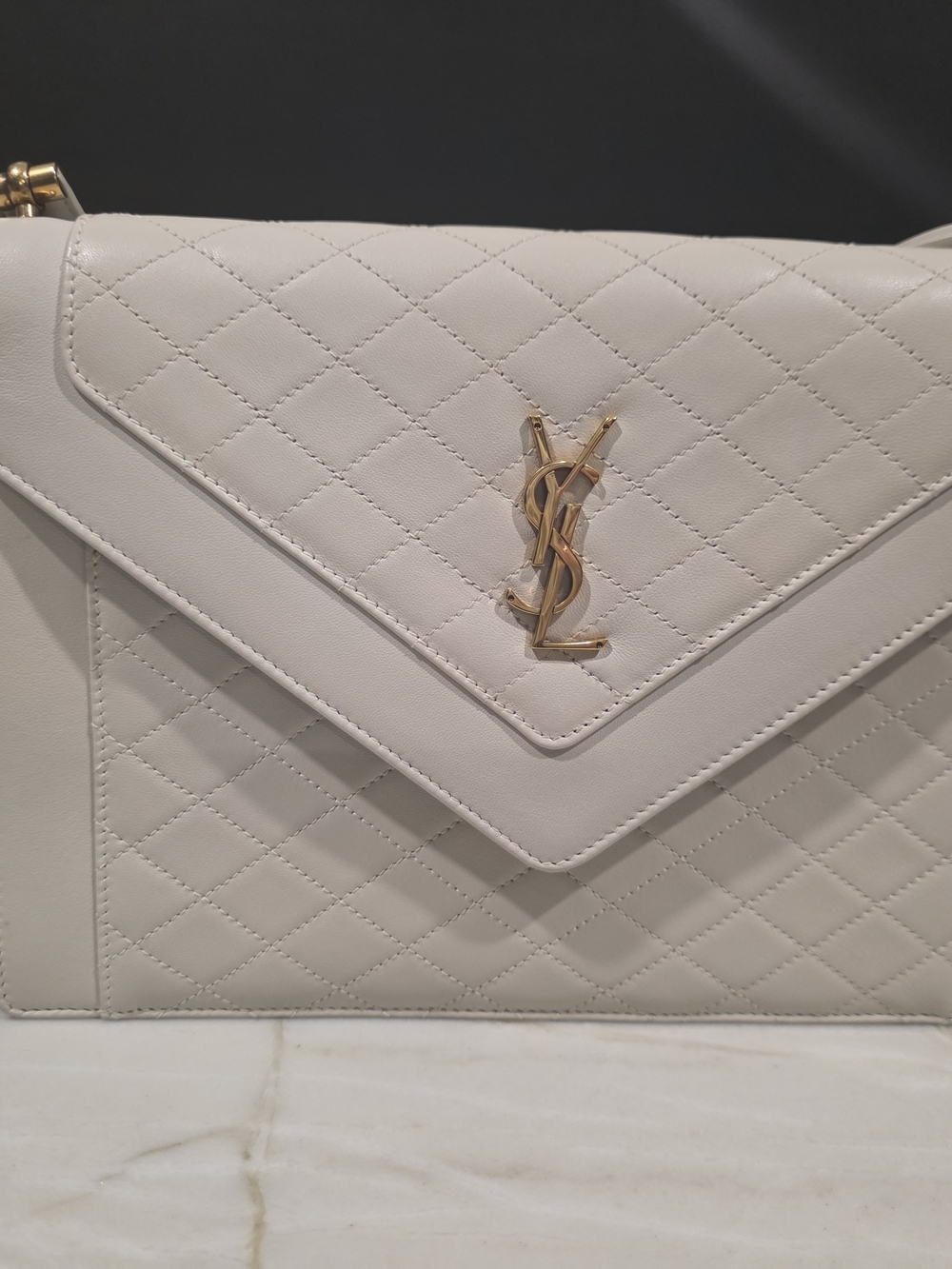 Saint Laurent Quilted Leather Envelope Bag with Gold YSL Hardware